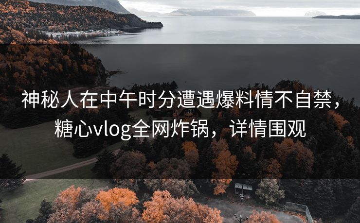 神秘人在中午时分遭遇爆料情不自禁，糖心vlog全网炸锅，详情围观