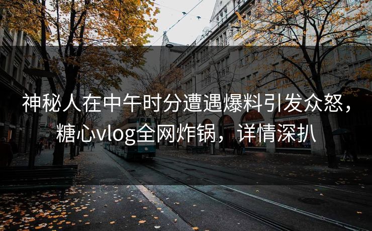 神秘人在中午时分遭遇爆料引发众怒，糖心vlog全网炸锅，详情深扒